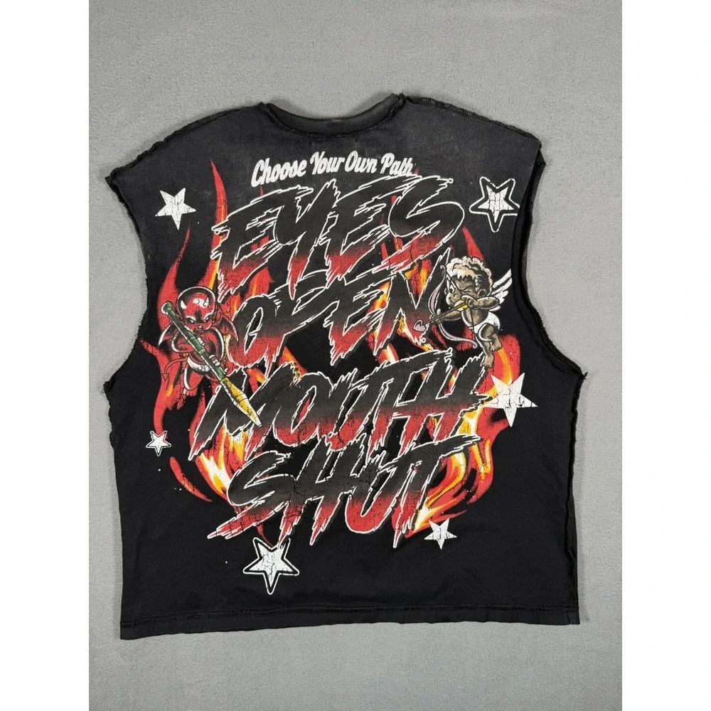 REASON Clothing Move In Silence Devil Crop Muscle Tee Tank Top Men's Large L